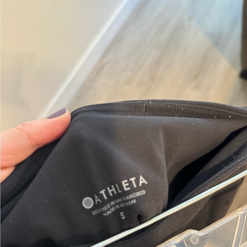 Athleta Black Ribbed Leggings Size S with Pockets - Picture 3 of 10